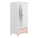Armoire enfant moderne 94 cm chêne/rose/blanc Romy