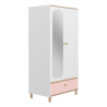 Armoire enfant moderne 94 cm chêne/rose/blanc Romy