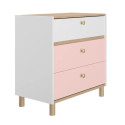Commode enfant moderne chêne/rose/blanc Romy