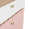 Commode enfant moderne chêne/rose/blanc Romy