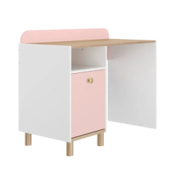 Bureau enfant moderne chêne/rose/blanc Romy
