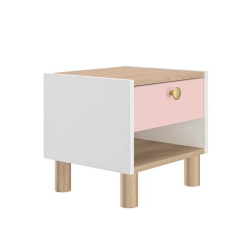 Chevet enfant moderne chêne/rose/blanc Romy