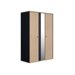 Armoire enfant contemporaine 130 cm chêne/noir Duplex