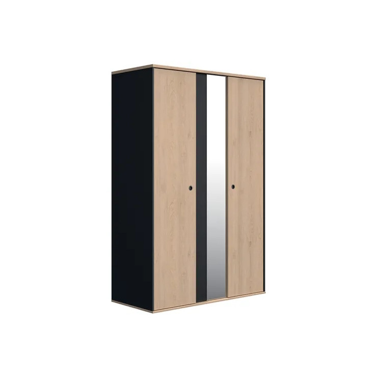 Armoire enfant contemporaine 130 cm chêne/noir Duplex
