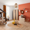 Armoire enfant contemporaine 105 cm chêne/noir Duplex