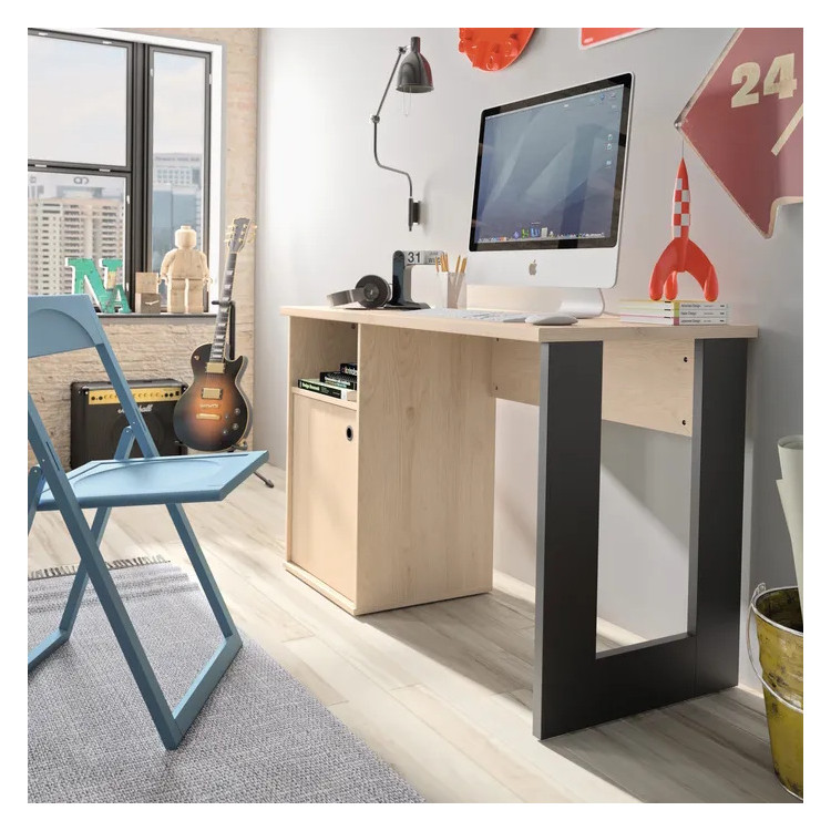 Bureau enfant contemporain chêne/noir Duplex