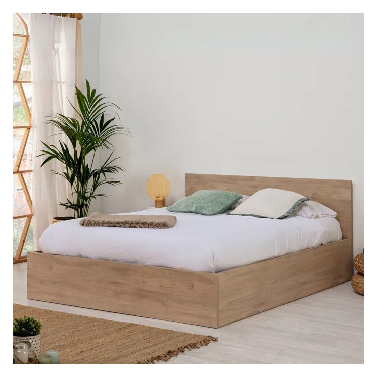 Lit coffre adulte contemporain coloris chêne Best