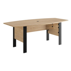 Table de réunion tonneau contemporaine chêne/noir Faro