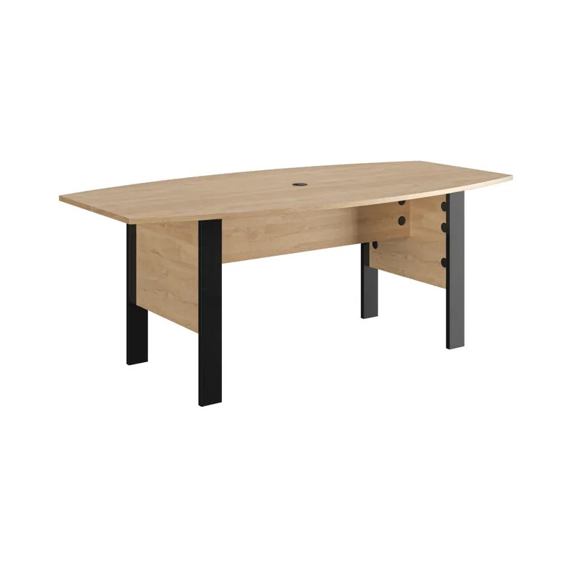 Table de réunion tonneau contemporaine chêne/noir Faro