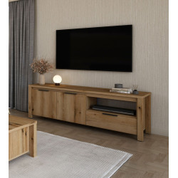 Meuble TV contemporain 170 cm chêne etna Bonno