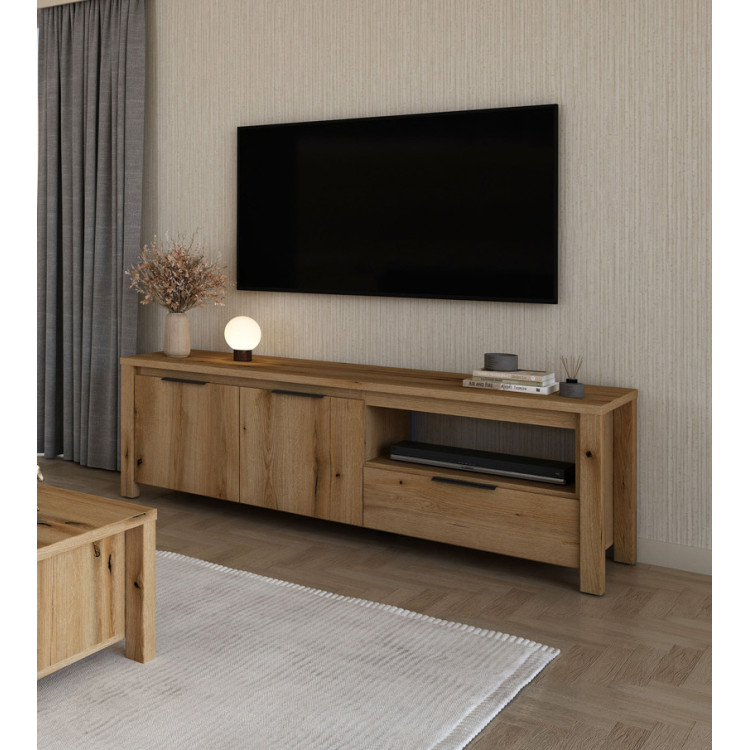 Meuble TV contemporain 170 cm chêne etna Bonno