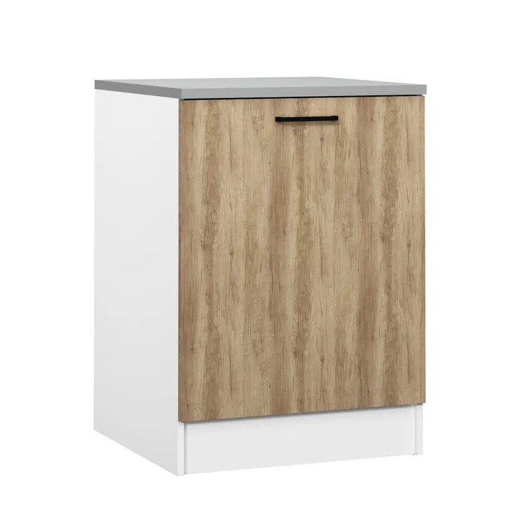 Meuble bas de cuisine contemporain 1 porte coloris chêne Malice