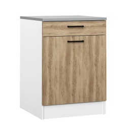 Meuble bas de cuisine contemporain 60 cm coloris chêne Malice