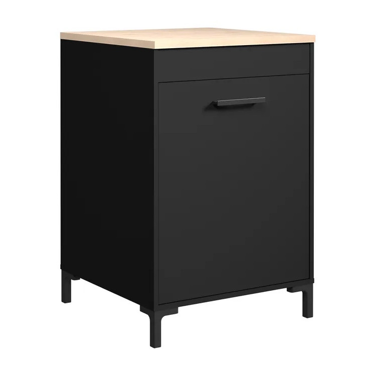Meuble bas de cuisine contemporain 1 porte noir Onyx