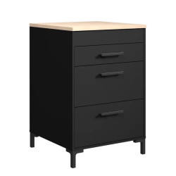 Meuble bas de cuisine contemporain 3 tiroirs noir Onyx