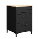 Meuble bas de cuisine contemporain 3 tiroirs noir Onyx
