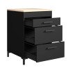 Meuble bas de cuisine contemporain 3 tiroirs noir Onyx