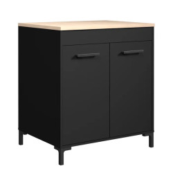 Meuble bas de cuisine contemporain 80 cm noir Onyx
