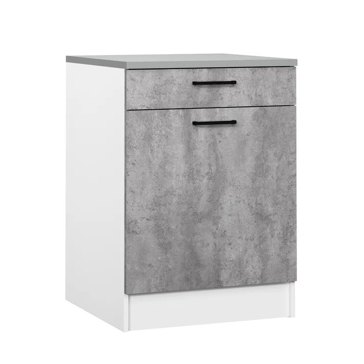 Meuble bas de cuisine 60 cm contemporain gris béton Malice