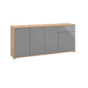 Buffet/bahut moderne 190 cm chêne/verre gris Andora
