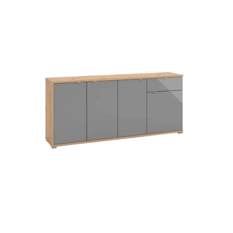 Buffet/bahut moderne 190 cm chêne/verre gris Andora