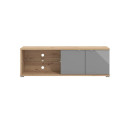 Meuble TV moderne 175 cm chêne/verre gris Andora