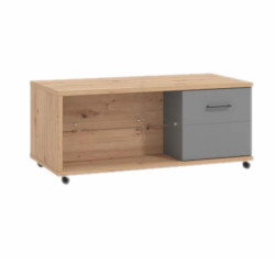 Table basse moderne mobile chêne/verre gris Andora