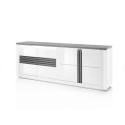 Buffet/bahut moderne 220 cm blanc laqué brillant Vertigo