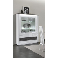 Vitrine moderne 120 cm blanc laqué brillant Vertigo
