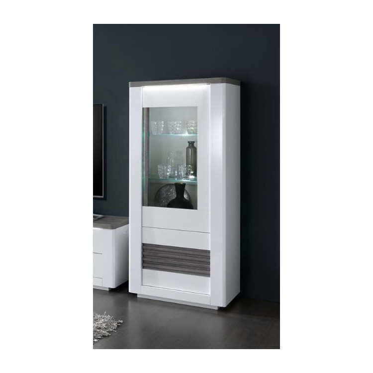 Vitrine moderne 70 cm blanc laqué brillant Vertigo
