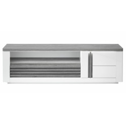 Meuble TV moderne 170 cm blanc laqué brillant Vertigo