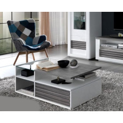 Table basse moderne blanc laqué brillant Vertigo