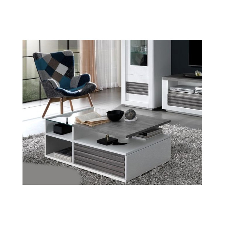 Table basse moderne blanc laqué brillant Vertigo