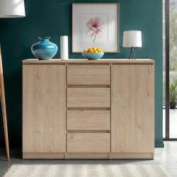 Commode contemporaine 120 cm chêne clair Best
