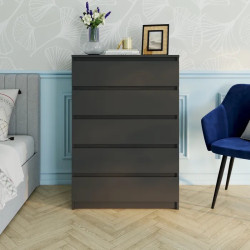 Commode contemporaine 5 tiroirs noir mat Best