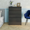 Commode contemporaine 5 tiroirs noir mat Best