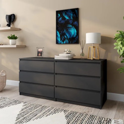 Commode contemporaine 6 tiroirs noir mat Best