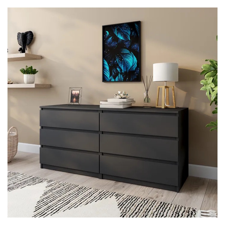 Commode contemporaine 6 tiroirs noir mat Best