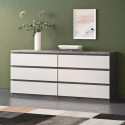 Commode contemporaine 6 tiroirs béton/blanc brillant Best