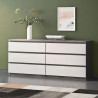 Commode contemporaine 6 tiroirs béton/blanc brillant Best