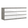 Commode contemporaine 6 tiroirs béton/blanc brillant Best