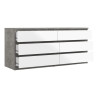 Commode contemporaine 6 tiroirs béton/blanc brillant Best
