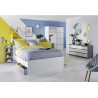 Commode contemporaine 6 tiroirs béton/blanc brillant Best