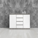 Commode contemporaine 120 cm béton/blanc brillant Best