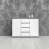 Commode contemporaine 120 cm béton/blanc brillant Best