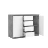 Commode contemporaine 120 cm béton/blanc brillant Best