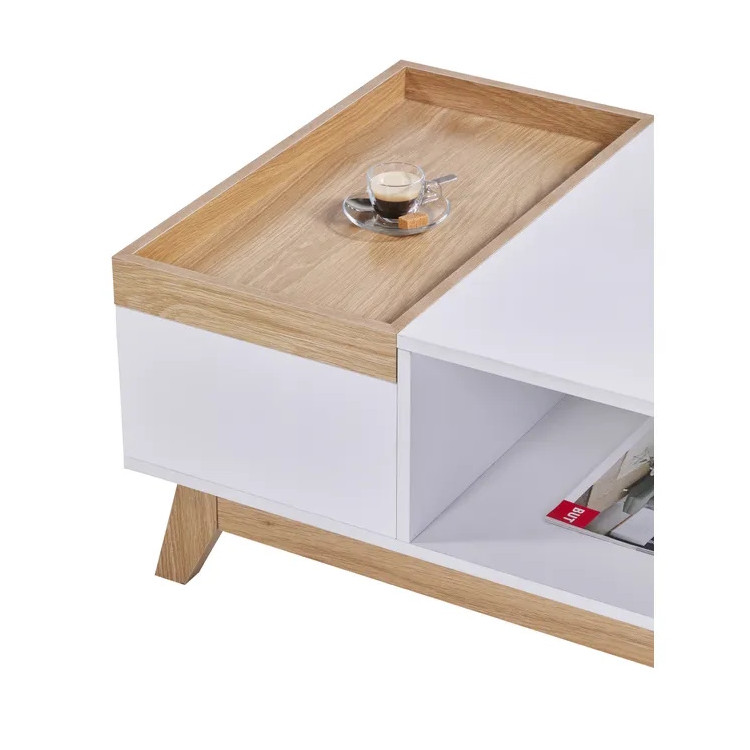 Table basse scandinave chêne/blanc Cléo
