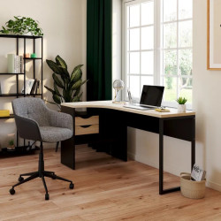 Bureau d'angle moderne chêne/noir Alkor