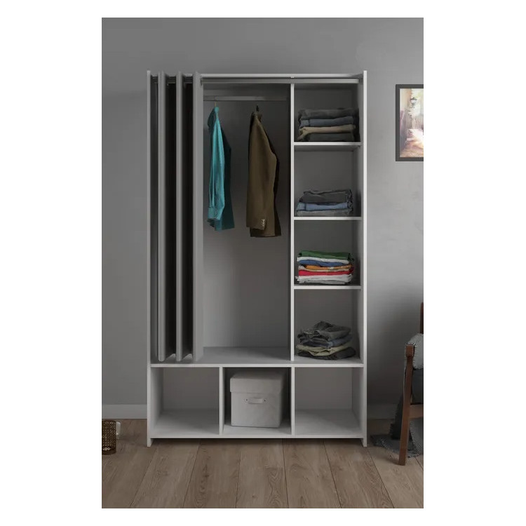 Armoire dressing contemporaine 105 cm blanche Optimal