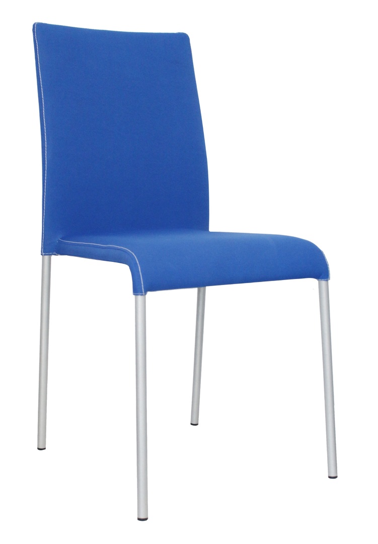 Chaise design métal & tissu bleu (lot de 6) Krissy